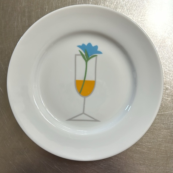 Crate & Barrel-Colorful Flowers In Cocktail Glasses-6.75” Appetizer Plates - Picture 4 of 8